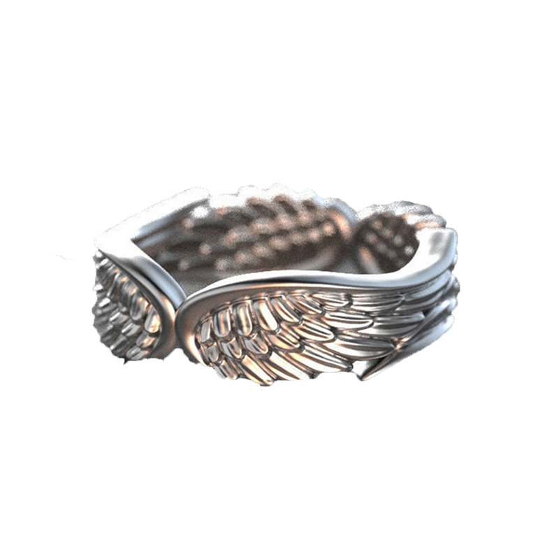 Penjualan Terbaik Cincin Baru Sayap Malaikat Cincin Sayap Bulu Cincin Retro Perempuan Perjamuan Hadiah Liburan Perhiasan Cincin Grosir