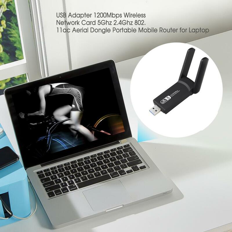 Adaptador universal wi-fi banda dupla frequência usb 3.0, 1200mbps 5ghz 2.4ghz 802.11ac rtl8812bu antena dongle de rede laptop pc