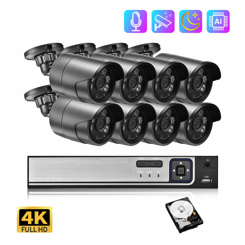 Gadinan H.265 POE NVR Audio Surveillance 8MP 8CH HD 4K sistema di sicurezza Video Ultra Full Color Outdoor CCTV IP Camera Record Set
