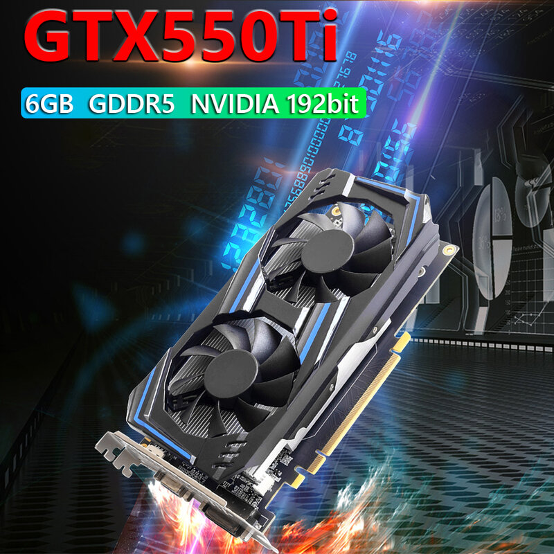 GTX550Ti 6GB 192bit GDDR5 NVIDIA 3400MHz 컴퓨터 그래픽 카드 (이중 냉각 팬 포함)