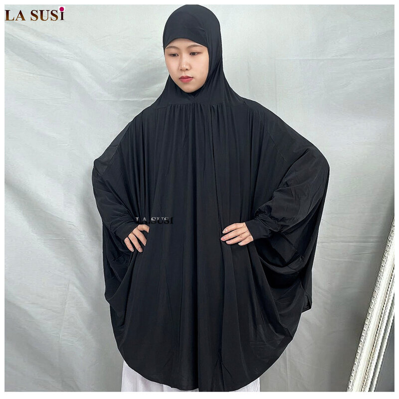 ผู้หญิงมุสลิม Hijab Niqaab สีดำผ้าพันคออิสลาม Hijab อิสลาม Jilbab หมวก Abaya Headscarf นมเส้นใยนุ่มยืด