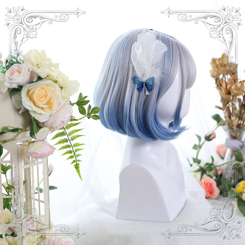High Quality Multicolor Lolita Inner Buckle Short Hair Air Bangs Wig Cosplay Party