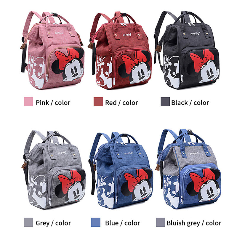 Disney 2023 saco de fraldas do bebê grande capacidade mochila maternidade para a mãe à prova dwaterproof água mommy mochila conveniente bebê para carrinho de criança