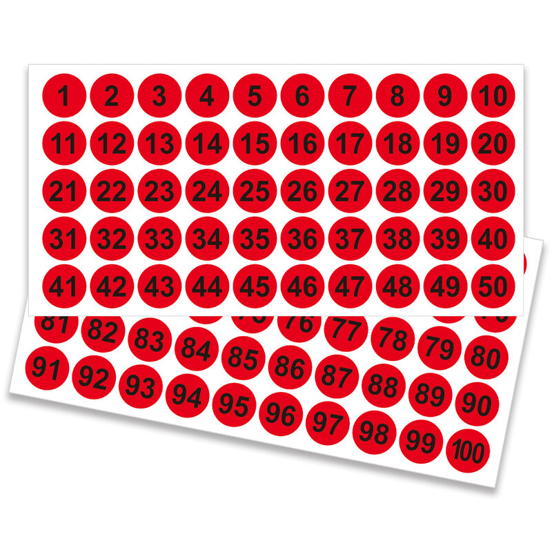 500pcs Consecutive Number Stickers 1-100 1''Self Adhesive Decal for Inventory Storage Organizing School Office Supplies Stickers