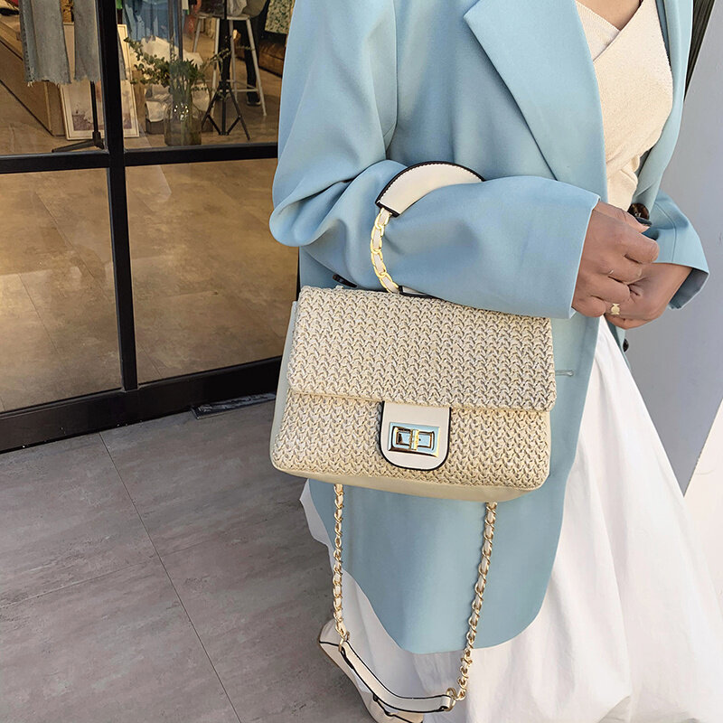 CAREY KAY Women Elegant Weave Square Tote Bags 2021 Fashion High-quality Leather Designer Handbags Chain Shoulder Crossbody Bags