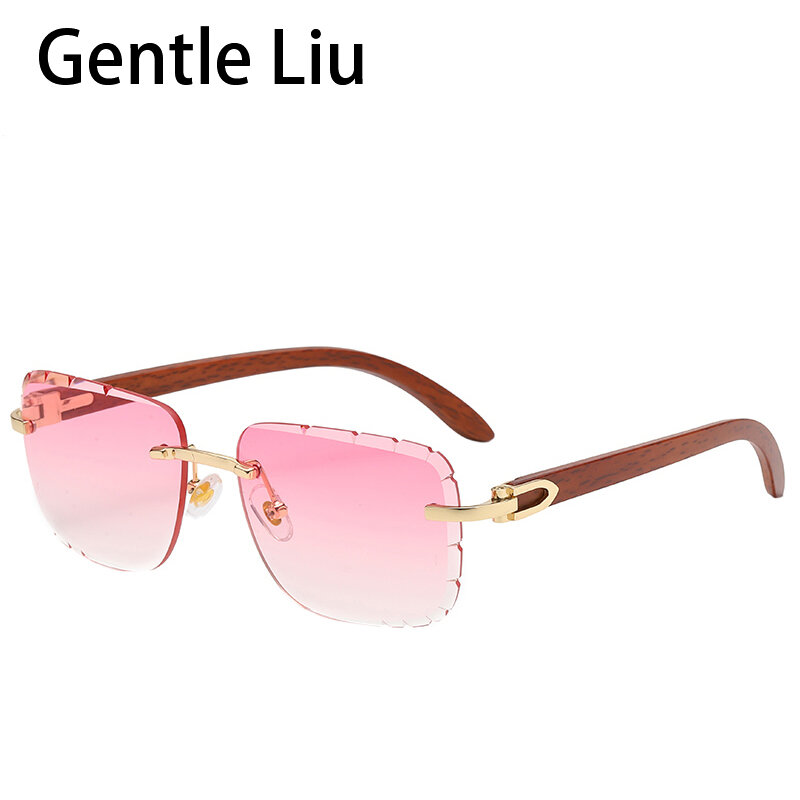 Rimless Rectangle Sunglasses Women Fashion Luxury Brand Designer Sun Glasses for Men Retro Square Personality Cut Eyewear Uv 400