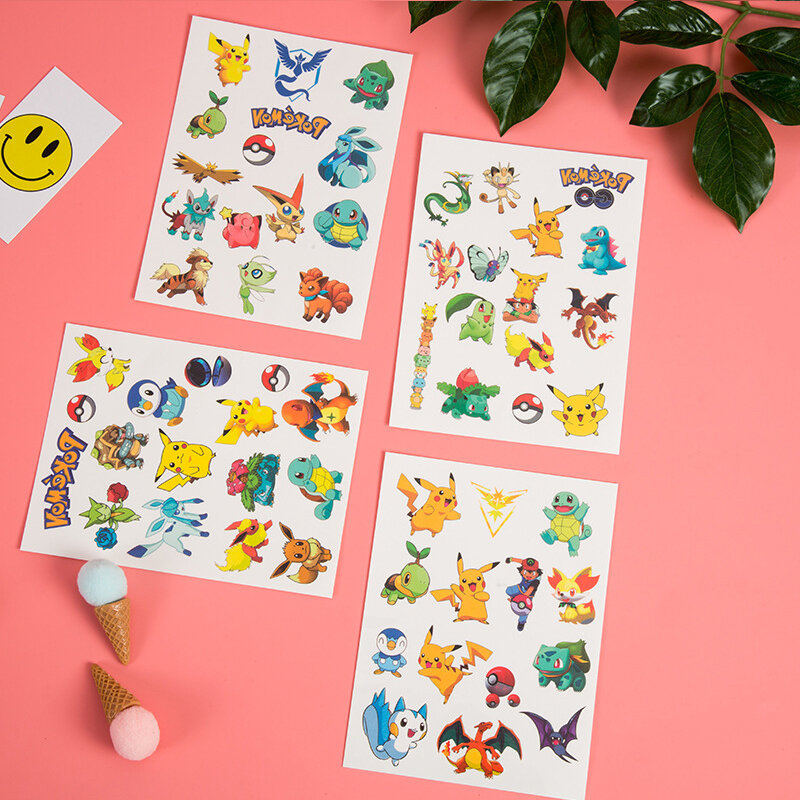 TAKARA TOMY – autocollants de tatouage Pokemon originaux, étiquette  étanche, Pikachu mignon, Kawaii, dessin animé, cadeau d'anniversaire de  noël pour enfants filles / Jouets traditionels