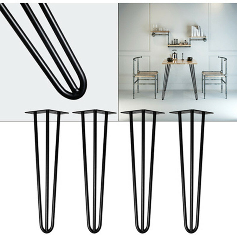 4 pieds de meuble, produits ménagers, accessoires de Table, support de pied de table noir avec trois tiges, pièces de meubles HWC