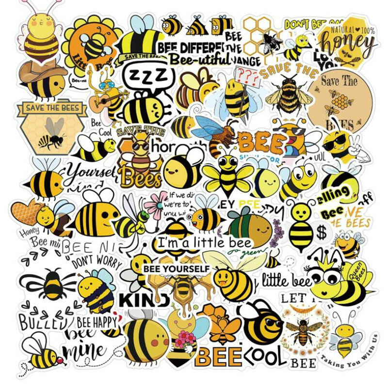 10/30/50PCS สร้างแรงบันดาลใจ Bee การ์ตูน Doodle ของเล่นเด็กกระเป๋าเดินทางส่วนบุคคลแล็ปท็อปสติกเกอร์กัน...