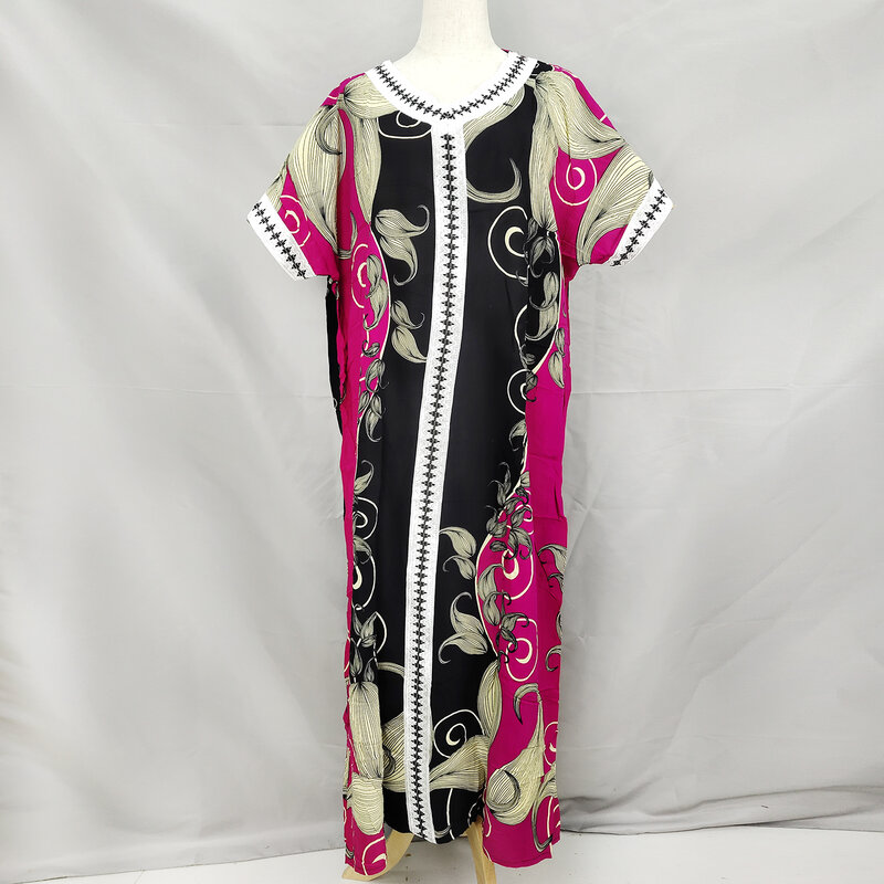 Afrykańskie ubrania kobiety lato Maxi sukienka z krótkim rękawem afryka Vintage hidżab szalik drukuj Abaya Boubou Africaine Femme Vestidos