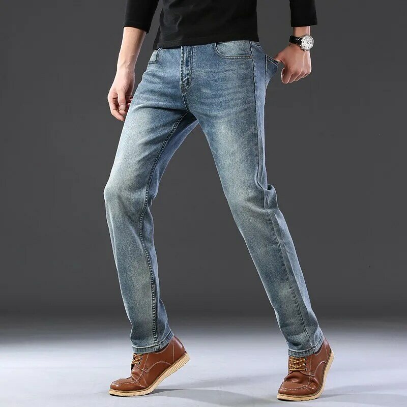 2020 sulee calças de brim masculinas marca nova marca casual elástico conforto em linha reta denim calças masculinas alta qualidade da marca