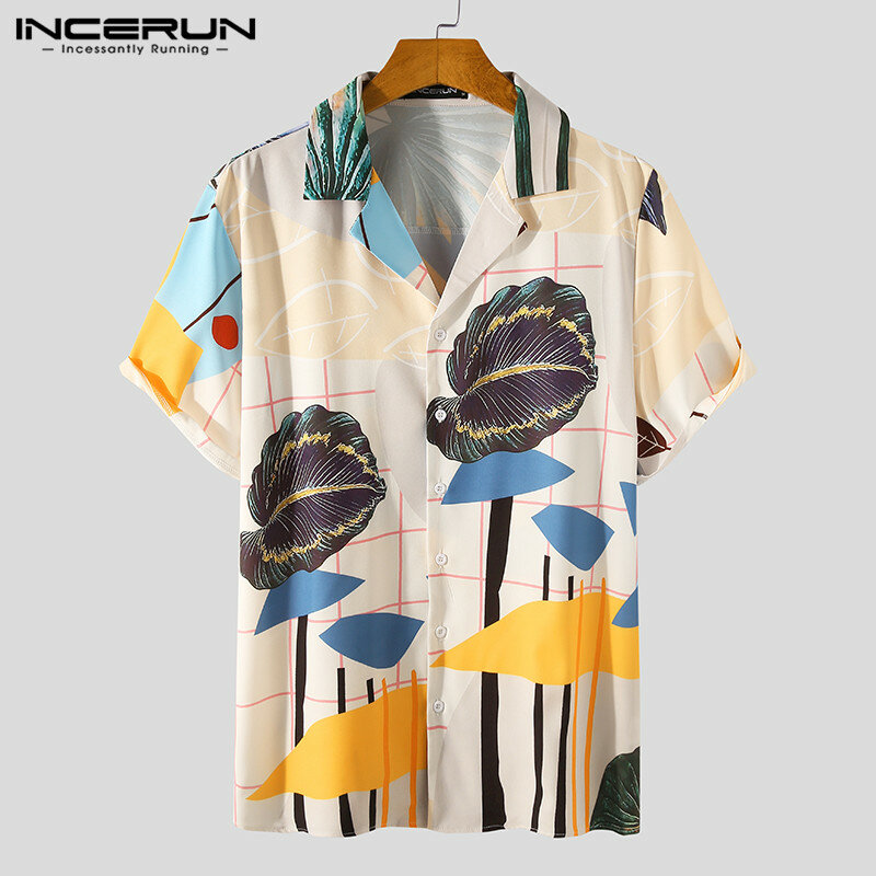 Incerun homme Hawaiian Beach Floral Combinaison Imprimée Short chemises courtes fantaisie Set
