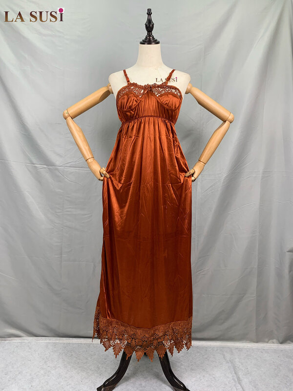 Модная женская Длинная атласная пикантная кружевная ночная рубашка свободная юбка шелковая пижама с поясом Юбка Ночная одежда платье