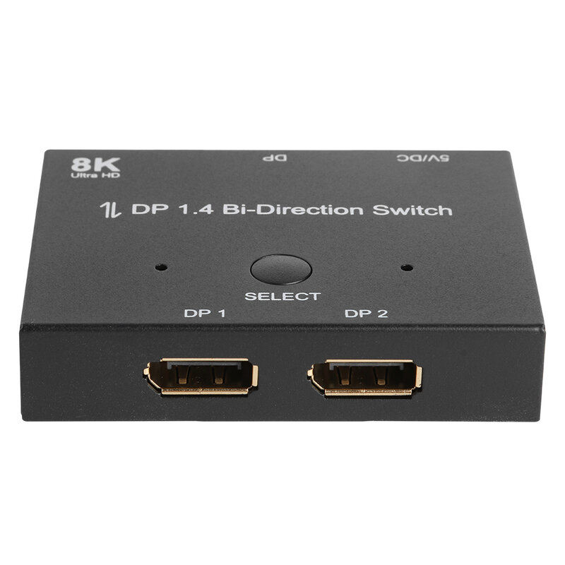 Displayport Splitter DP1.4 Sakelar Dua Arah 8K/60Hz Adaptor Sinkronisasi Video Audio 1x 2/2X1 Switcher untuk Proyektor TV Komputer Monit