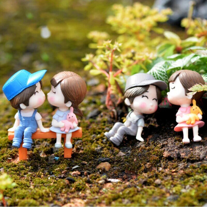4 Buah/Set Anak Perempuan Peri Tanaman Miniatur Ornamen Patung Resin Kecil Padang Rumput Taman Sarang DIY Meja Dekorasi Rumah untuk Rumah Boneka