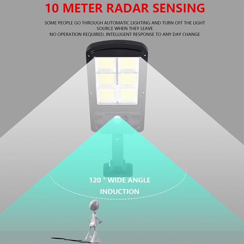 Lâmpadas solares led, áreas externas, à prova d'água, sensor de movimento pir, ip65, luz led, poderoso controle remoto, luz solar, jardim