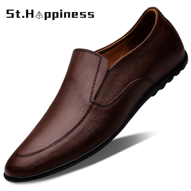 2021 New Men Leather Shoes High Quality Cow Designer Handmade Dress Shoes Fashion Casual Business Driving Loafers Big Size