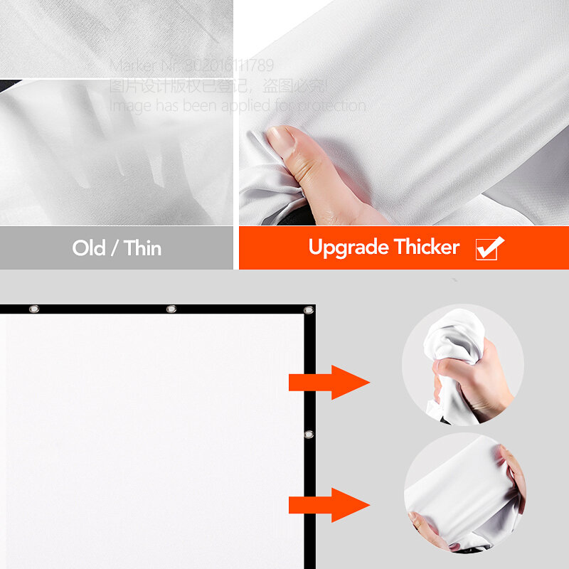AUN Verdicken Projektor Bildschirm 100/120/133 zoll 16:9 Faltbare Tragbare Weiß tuch material für 4K Full HD heimkino