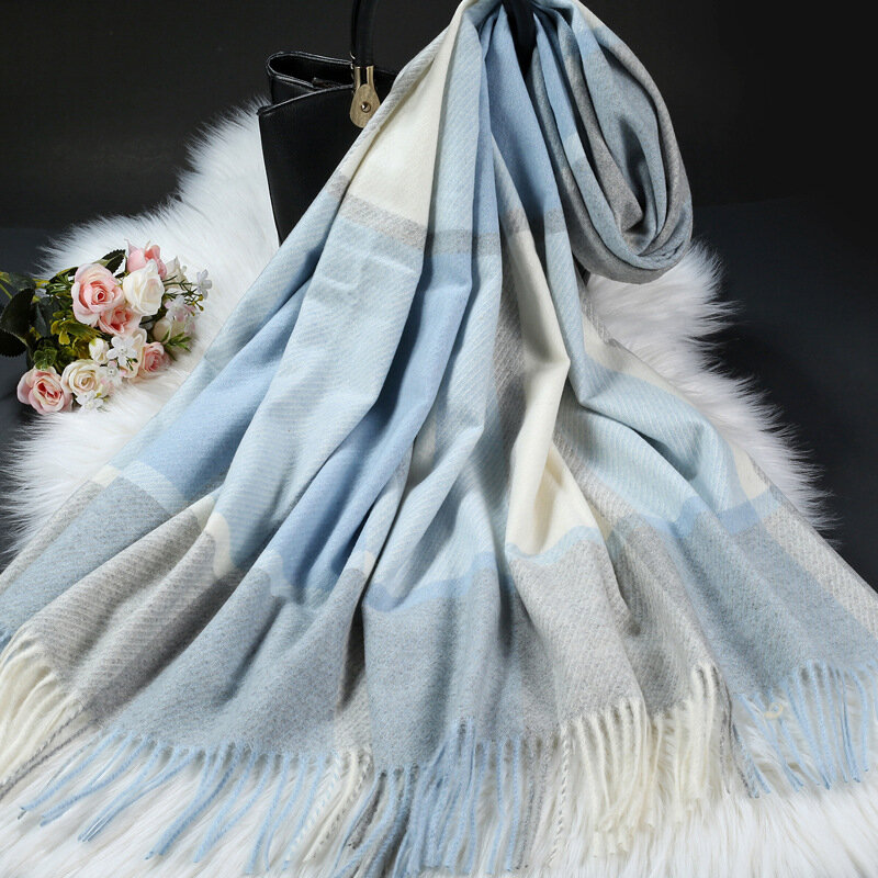 ヨーロッパとアメリカンスタイルのウールのスカーフの女性の冬ロング多彩な肥厚暖かいリアルカシミヤショールスカーフ