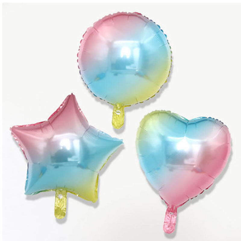 Balões laminados de hélio para casamento, balões laminados de alumínio com gradiente arco-íris, estrela, coração, letras