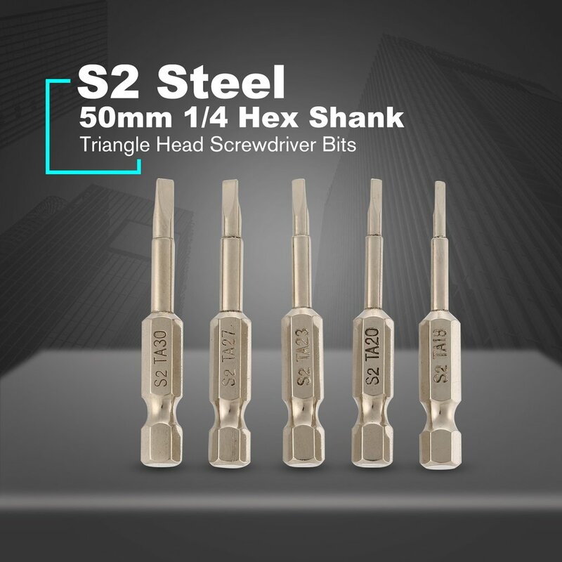 5 PCS S2 Steel Magnetic Triangle Head Screwdriver Bits 50mm 1/4  Shank Nozzle Pneumatic Screwdriver Electric Head