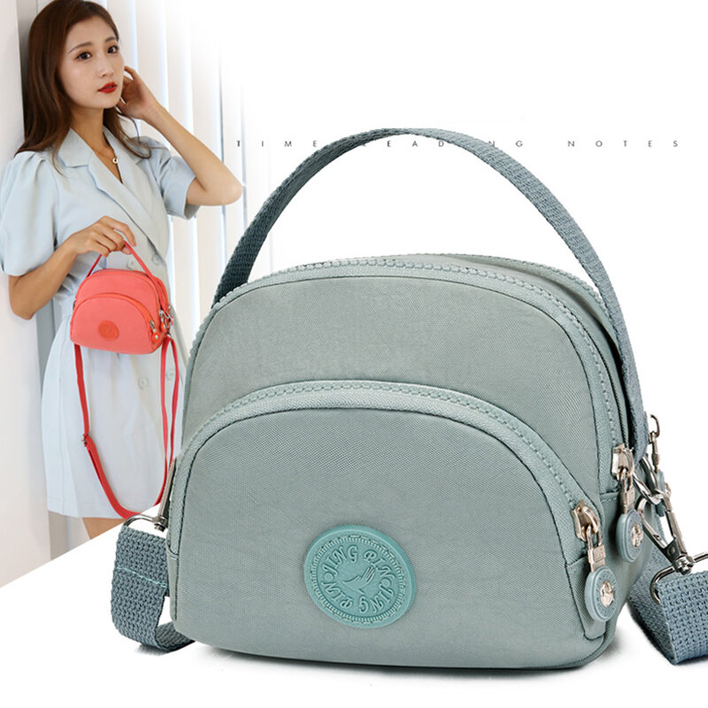 Women Shoulder Bag 2021 New Solid Color Zipper Simple Sports Small Bag Fashion Leisure Oxford Fabric Waterproof Messenger Bag
