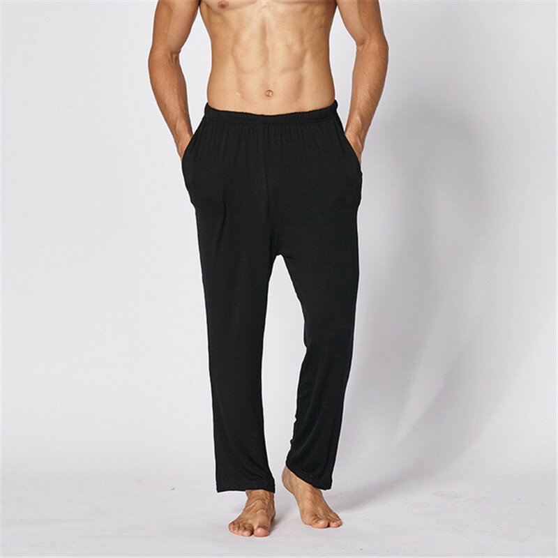 Pakaian Musim Gugur Celana Pakaian Tidur Piyama Katun Modal Pria Seksi Celana Yoga Ukuran Plus Fitness Nyaman Celana Panjang Rumah Kasual Pria