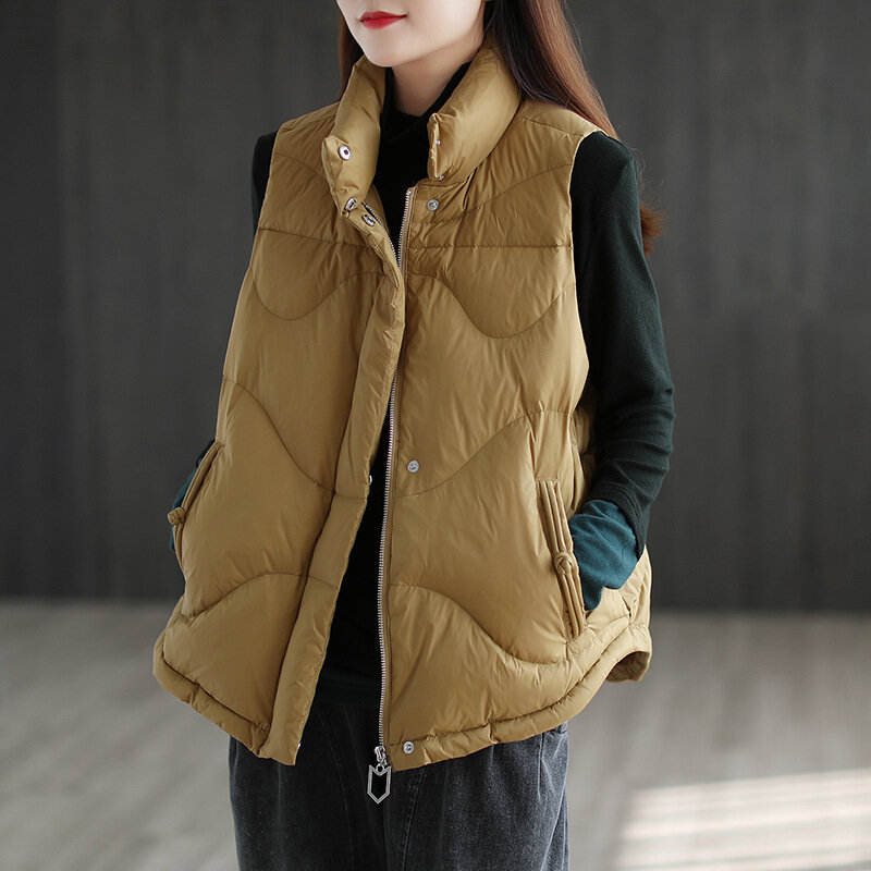Novo pato para baixo jaqueta feminina puffer jaqueta leve para baixo colete casacos outono inverno gola quente mulher casaco de bolha