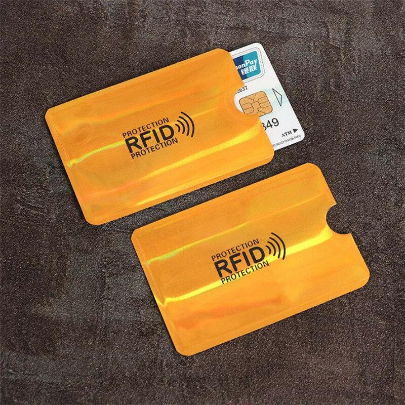 2pcs Unisex Aluminum Foil RFID Bank Card Case Anti-degaussing Card Holder Protection Shielding Bag NFC Anti-Theft Card Holder