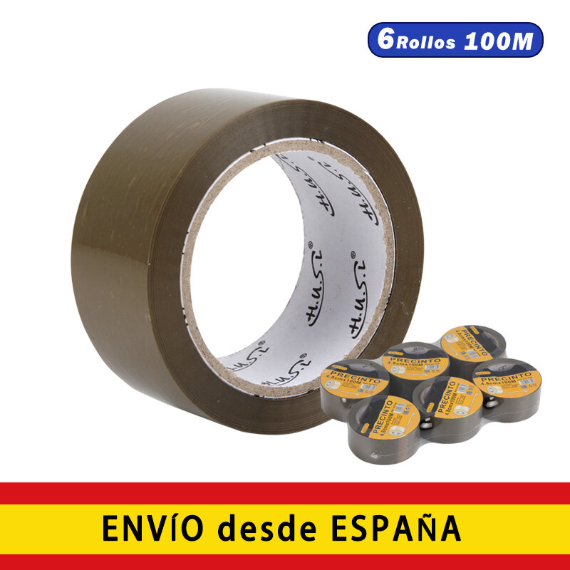 6 rolls brown adhesive tape 48mm * 100M for packages, transport, extra strong and resistant tape pack adhesive seal