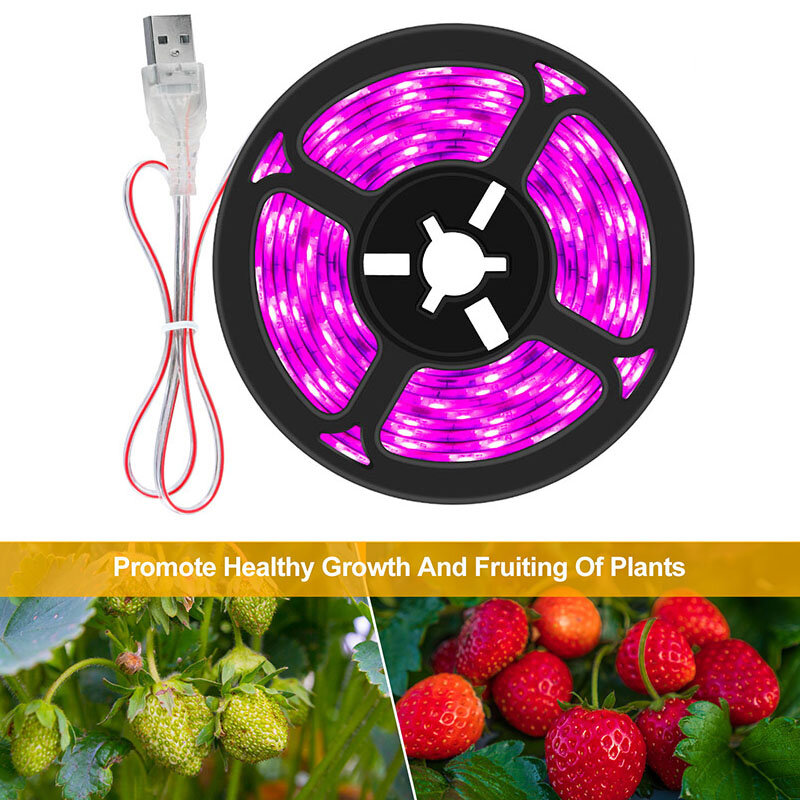 Tira de luz LED para cultivo de plantas, tablero Flexible para crecimiento de plantas de vivero de interior, lámpara impermeable de espectro completo USB, 0,5 m/1m/2m/3m