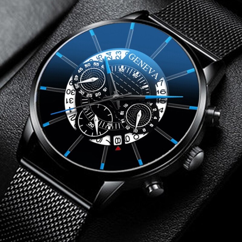 Montre pour homme-Reloj Hombre, Conçu en acier inoxydable, calendrier, montre-bracelet, Quartz, montre de sport pour hommes, horloge, Genève, horloge