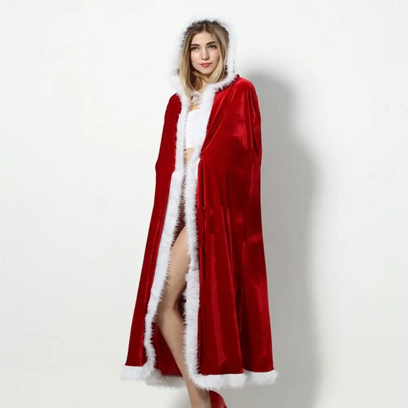 Festive Santa Claus Cape Hooded Children Lightweight Windproof Santa Claus Cloak  Christmas Cloak    Christmas Cloak