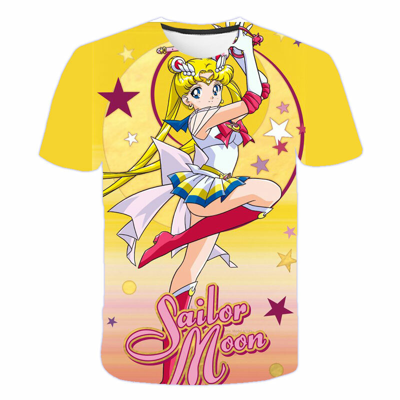 Camiseta feminina 3d sailor moon anime japonês camisetas camisas masculinas novidade meninos casuais de manga curta teen topos