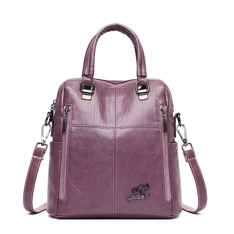 3-em-1 mochilas femininas do vintage bolsas de ombro de couro macio mochila de viagem das senhoras pacote de volta sacos de luxo para meninas