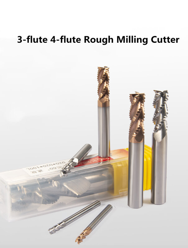 HRC60 3 flauta 4-Flauta corrugado duro de fresado para acero al aluminio con acero de aleación de tungsteno de desbaste Molino de extremo
