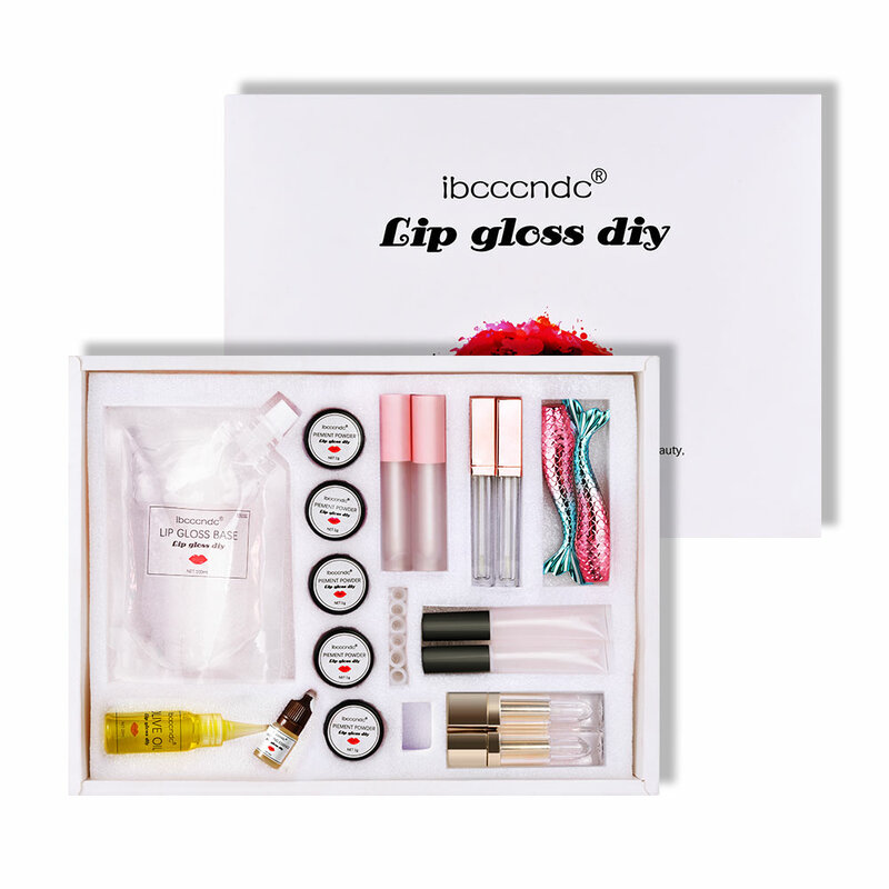 DIY Lip Gloss Material Feuchtigkeits Lipgloss Basis Gel Pigment Pulver Olivenöl Geschmack Essenz Handgemachte Make-Up Kit