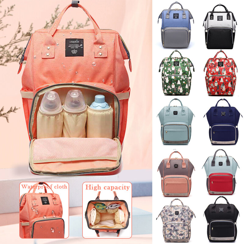 Рюкзак для мам Lequeen, модная брендовая вместительная детская дорожная сумка для подгузников, дизайнерская сумка для ухода за детьми