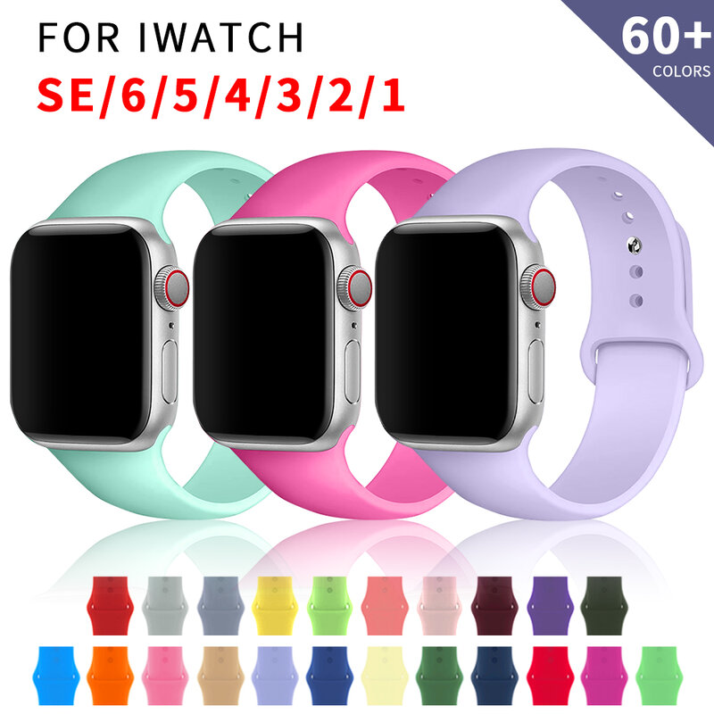 Correa de silicona para Apple Watch, pulsera deportiva iWatch series 3 4 5 6 se, 44mm, 40mm, 42mm, 38mm y 42mm