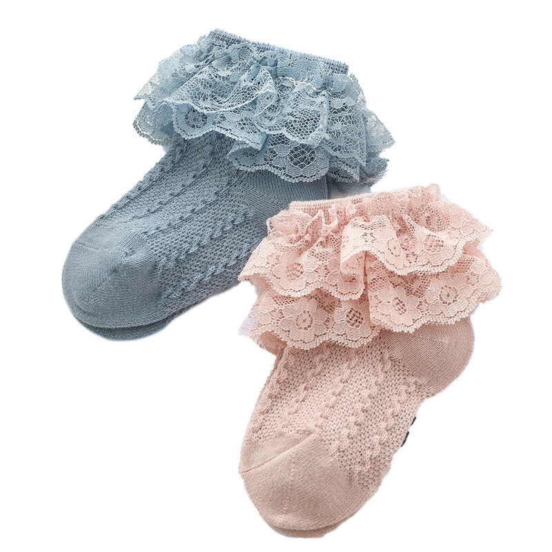 Baby Kids Girls Princess Short Socks Lace Ruffle Frilly Trim Cotton Ankle Sockings