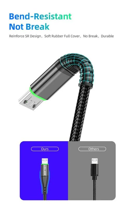 Cable Micro USB 3A de nailon para teléfono móvil, Cable de datos de carga rápida para Samsung, Xiaomi, LG, Tablet, Android
