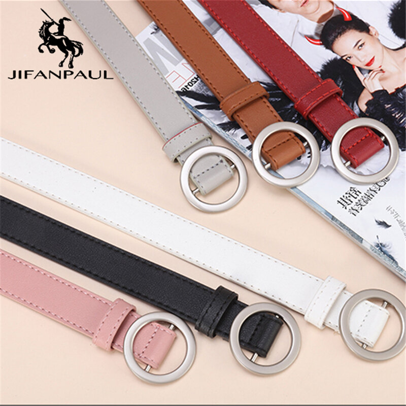 JIFANPAUL-cinturón con hebilla redonda para mujer, cinturón decorativo, Delgado, retro, a la moda, para ocio, para estudiantes, envío gratis