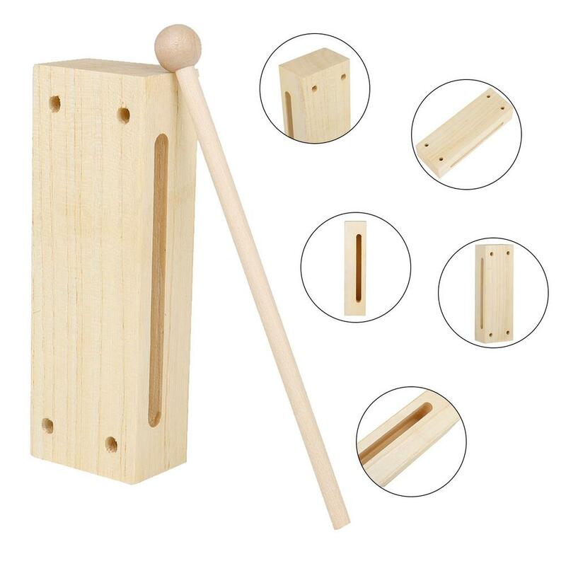 Blocco di percussione in legno blocco di legno con martello squisito strumento musicale a percussione per bambini giocattolo musicale per bambini