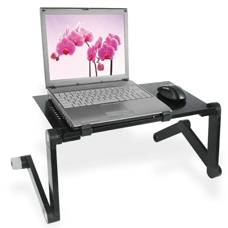 Mesa dobrável para notebook, suporte portátil de liga de alumínio, mesa dobrável ajustável para laptop