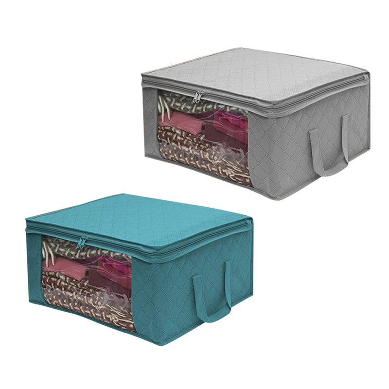 Folding Storage Box Fashion Clothes Collecting Case Non Woven Fabric With Zipper Moisture-proof  Quilt Storage Box