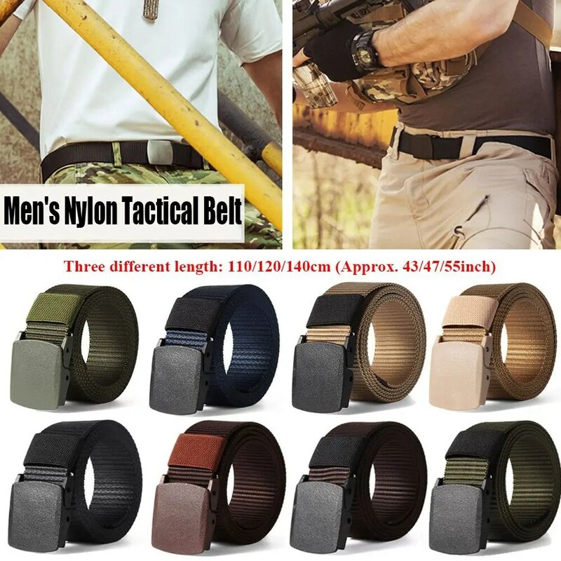 Metal-free Security Check Lengthen Classic Casual Nylon Waist Belt Military Web Belt for Fat Man Tactical Waistband