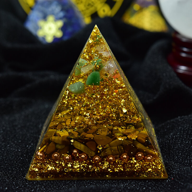 Energy piramidal-mejora la relación, aumento de la Fortuna, Manipura, cristal de Chakra, joyas, adornos de orgonita