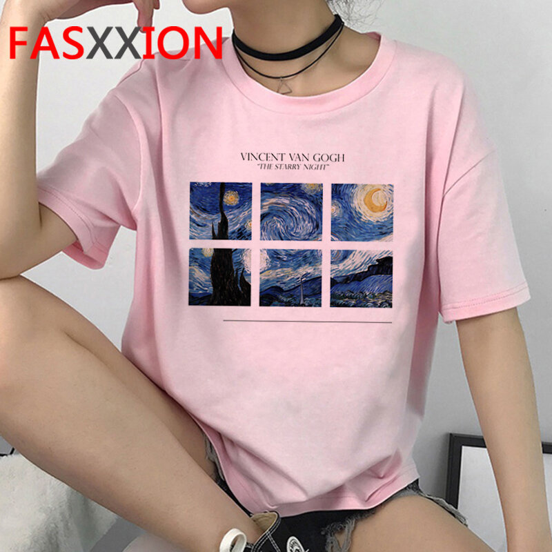 Ван Гог футболка для девочек женские 2021 размера плюс для фотосъемки в стиле гранж с изображением пары Футболка harajuku kawaii
