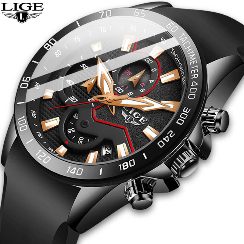 Lige relógio masculino relógio de quartzo de luxo criativo à prova dwaterproof água relógio de pulso masculino
