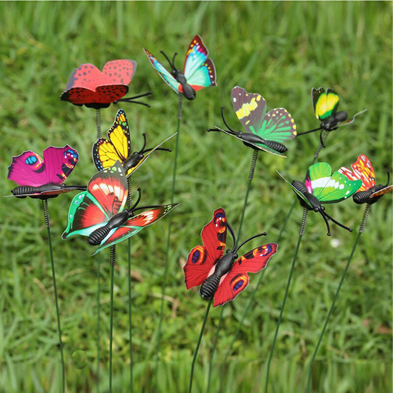 Kawaii Colourful Butterfly Stick Toy Diy Home Garden Decoration